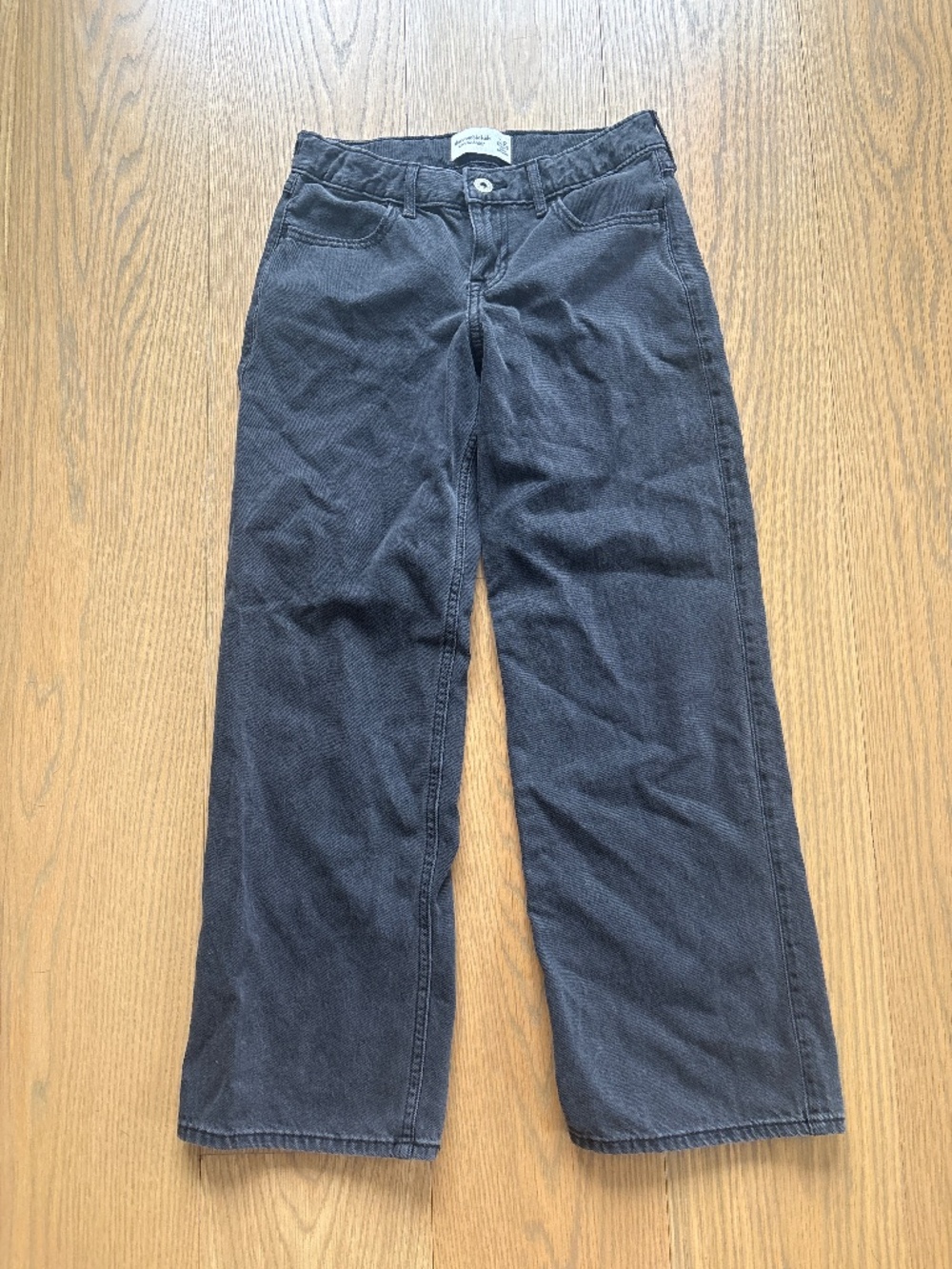 Abercrombie kids black low rise baggy jeans